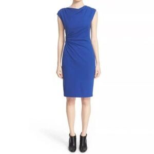 Lafayette 148 NY royal blue drape dress size 12 jersey Minimalist Office‎